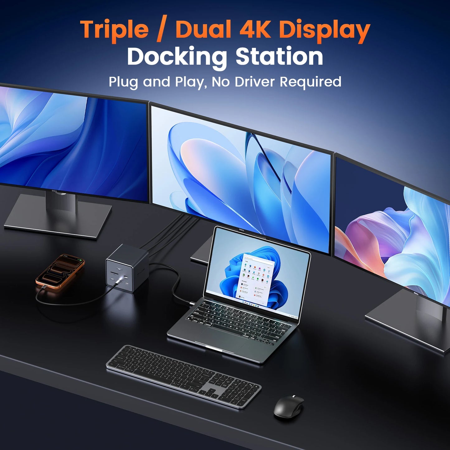 UDS032C Laptop Docking Station Triple 4K Monitor, 16-in-1 Docking Station with 3 HDMI