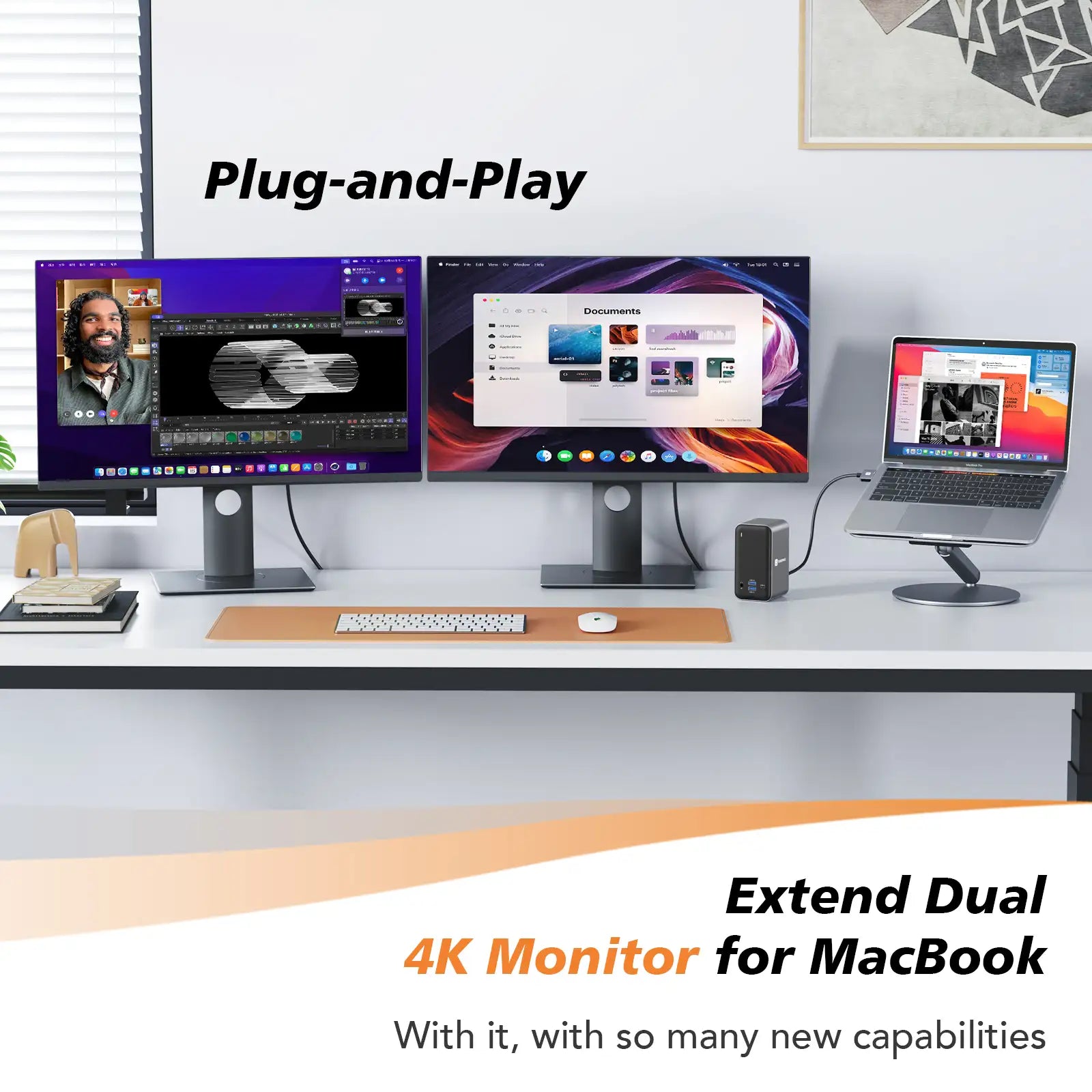 TobenONE USB C Docking Station Dual 4K Monitor for MacBook Pro/Air M3 TobenONE USB C Docking Station Dual 4K Monitor for MacBook Pro/Air M3