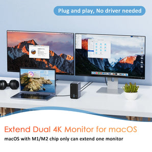 TobenONE UDS013 15 in 2 USB C Docking Station Dual Monitor HDMI for MacBook Pro/Air