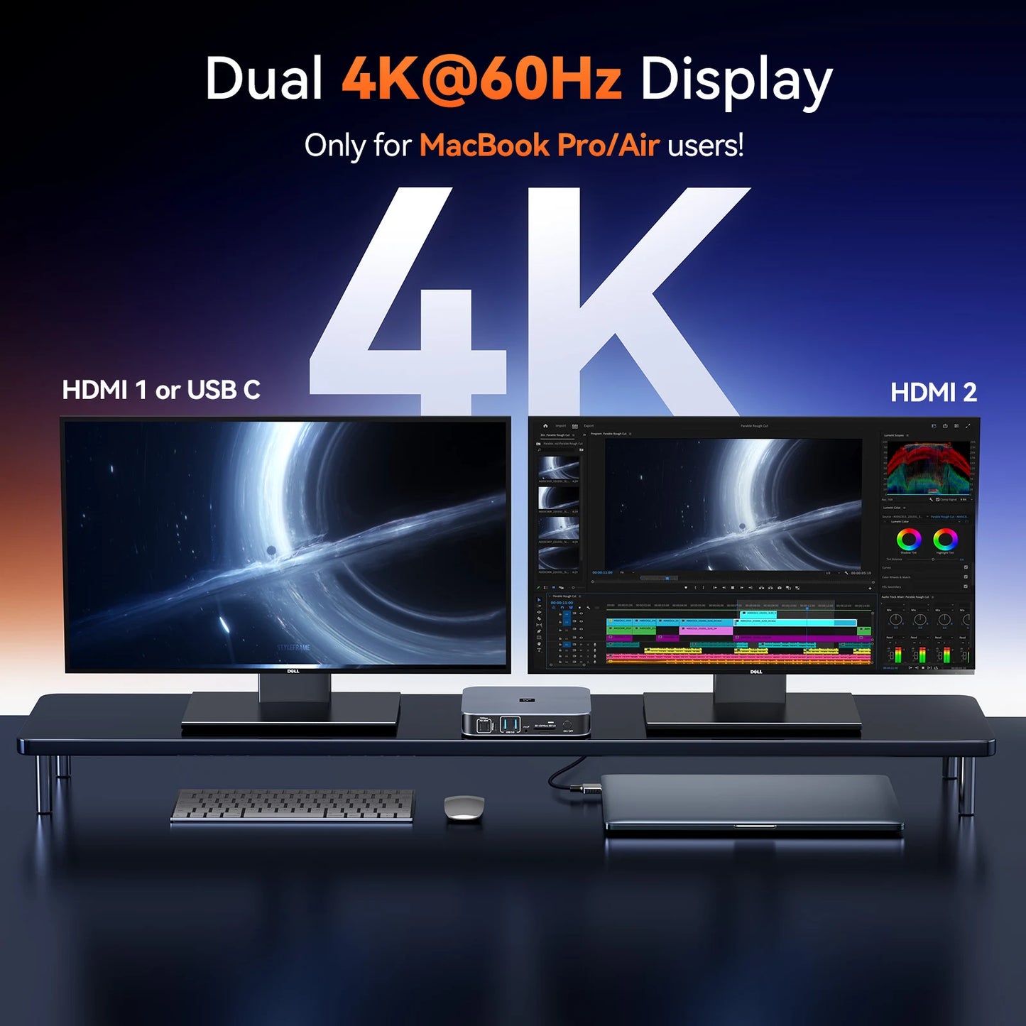 UDS015M Docking Station Dual Monitor for MacBook Pro/Air M5/M4/M3/M2/M1 Pro/Max