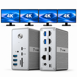 UDS033C DisplayLink Docking Station 4 Monitor, 18-in-1 Quad/Triple Display Dock