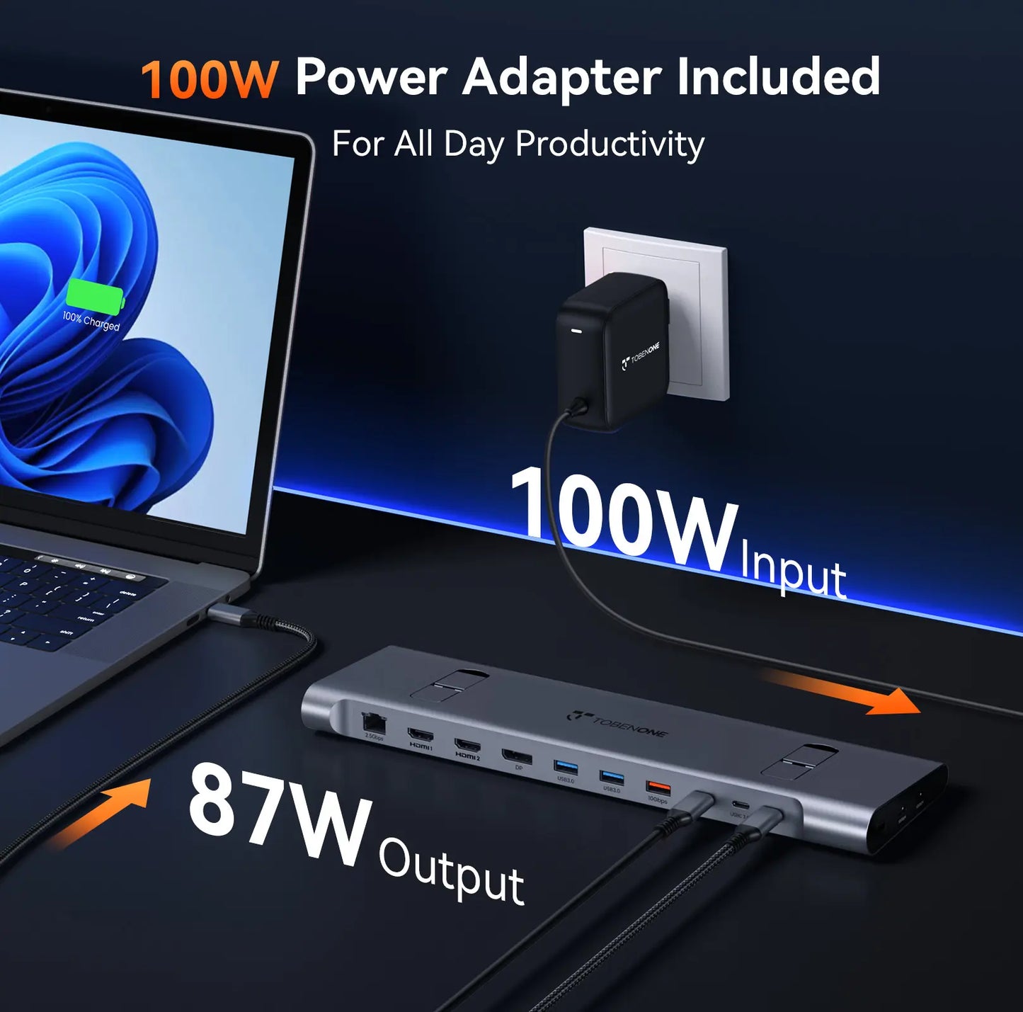 TobenONE UDS041W Laptop Stand & 16-in-1 USB C Docking Station