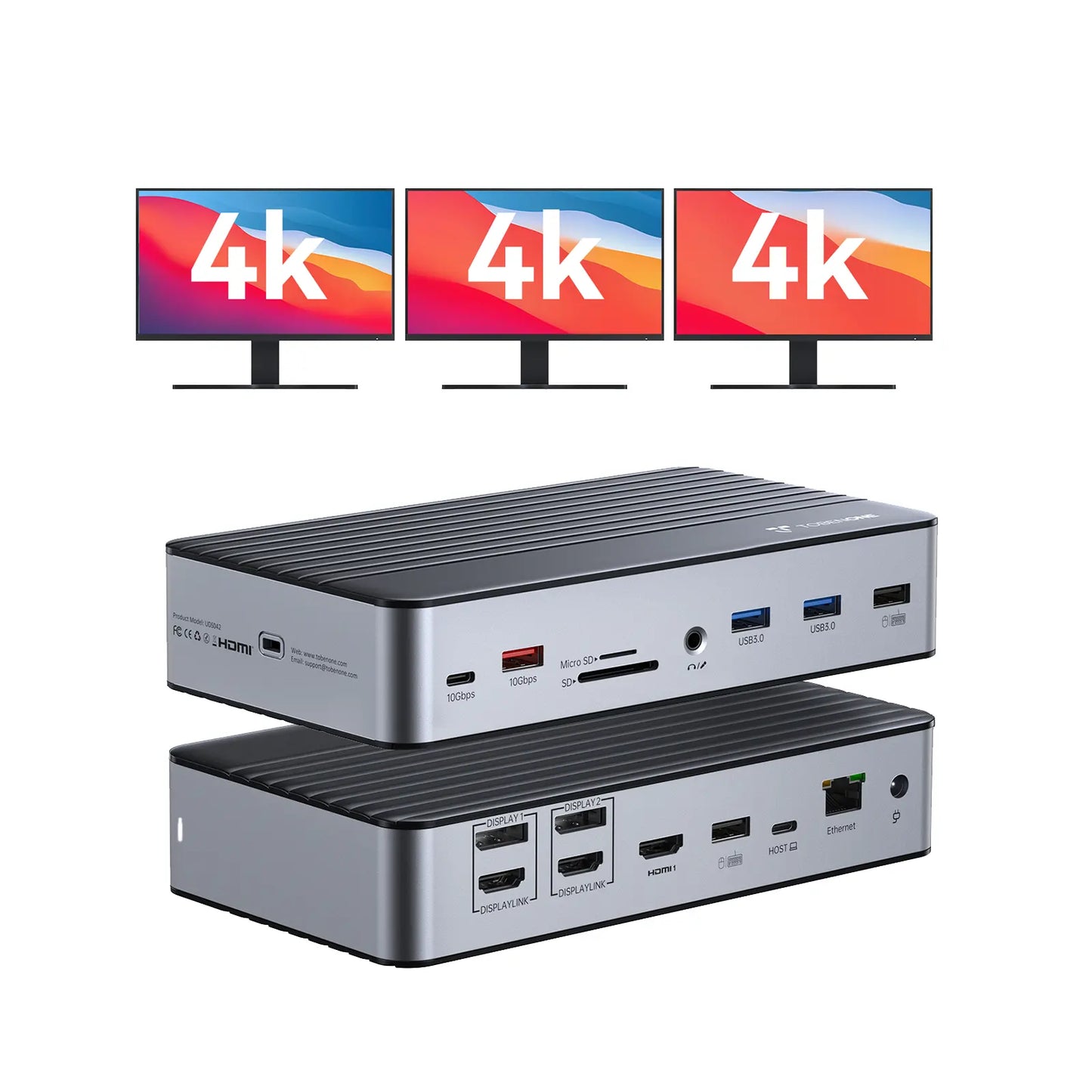 UDS042 DisplayLink Docking Station 3 Monitors 17-in-1 USB C Dock with 120W Charger