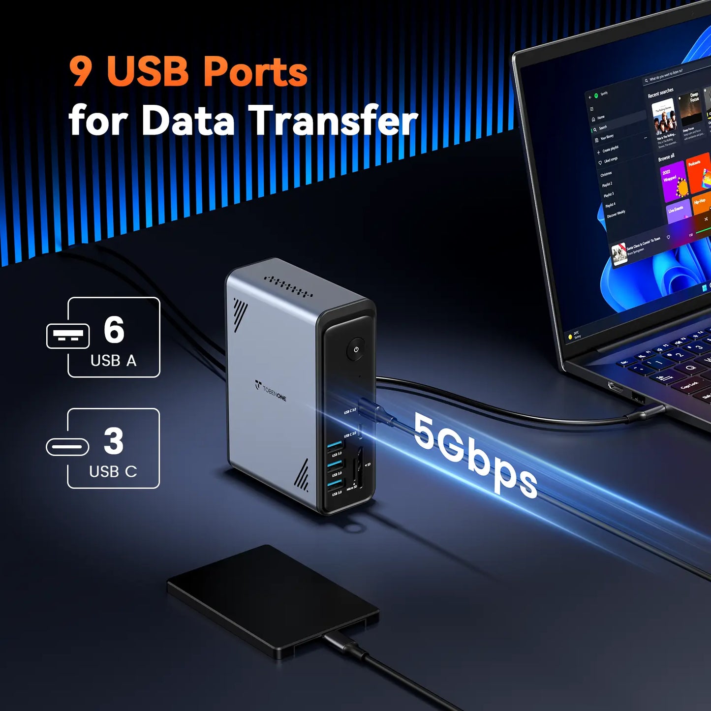 UDS057 Laptop Docking Station 3 Monitors, 18-in-1 USB-C Dock for Windows Laptops