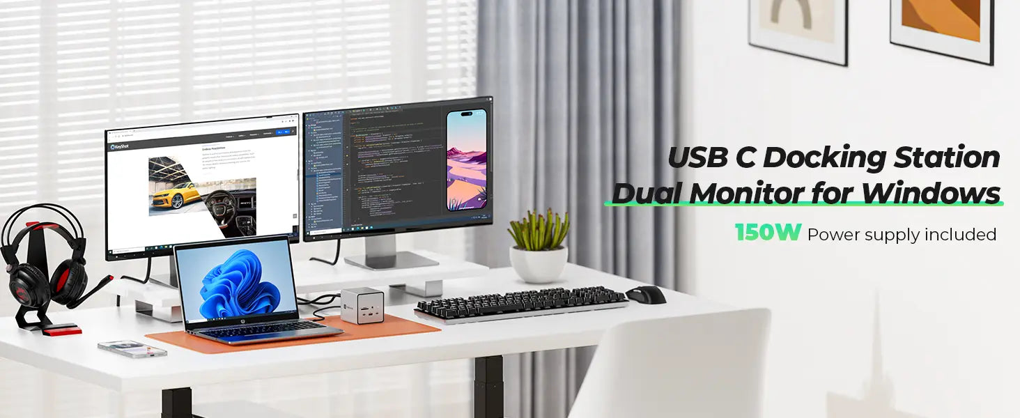 USB C Docking Station Dual Monitor for Windows