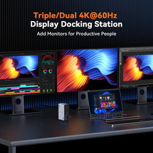 UDS057 Laptop Docking Station 3 Monitors, 18-in-1 USB-C Dock for Windows Laptops