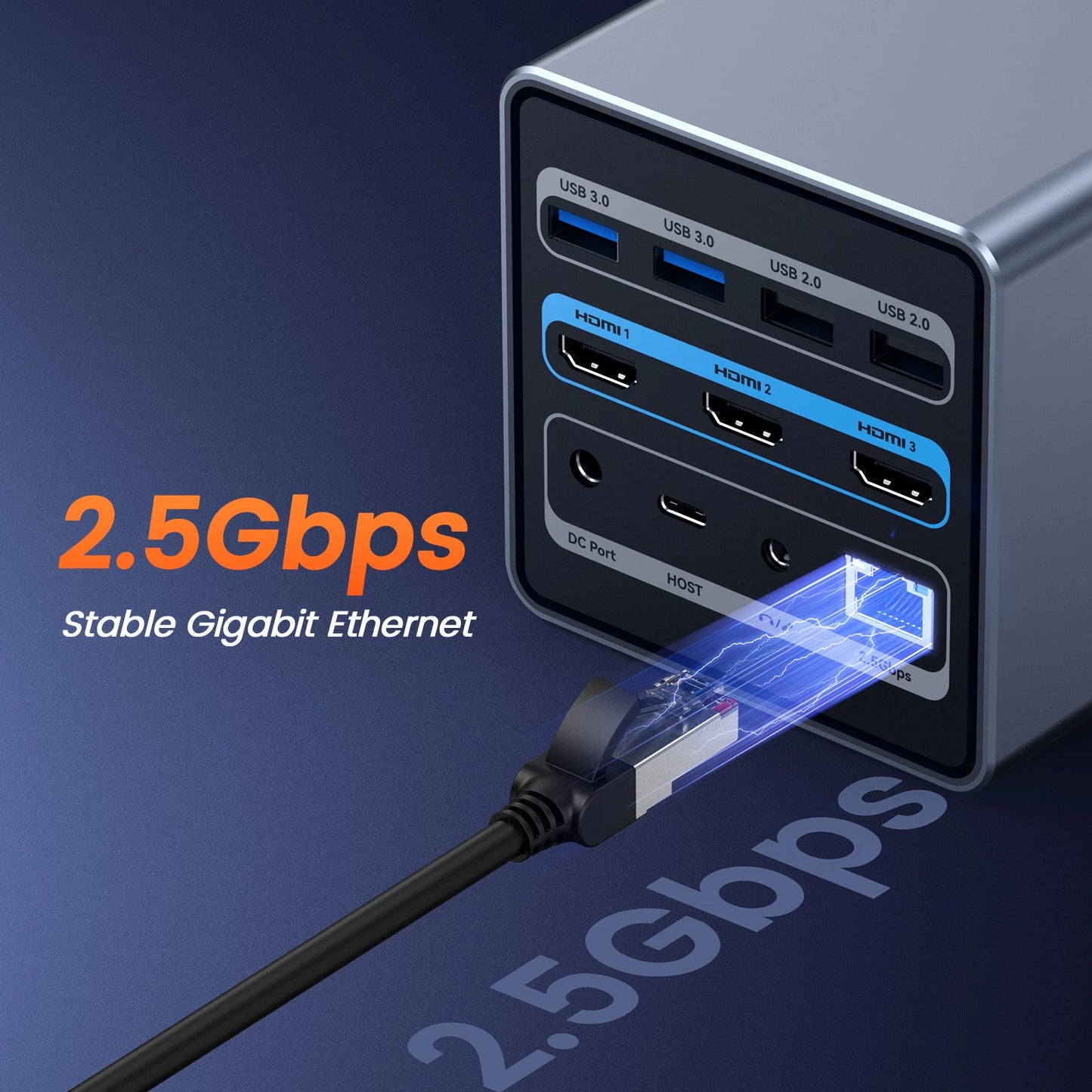 UDS032C Laptop Docking Station Triple 4K Monitor, 16-in-1 Docking Station with 3 HDMI