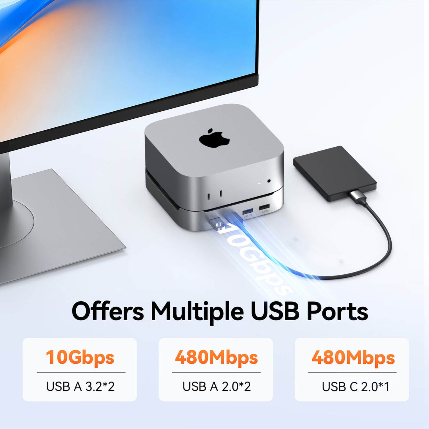 TobenONE 13-in-1 Mac mini M4/M4 Pro Dock with 8TB NVMe SSD Enclosure