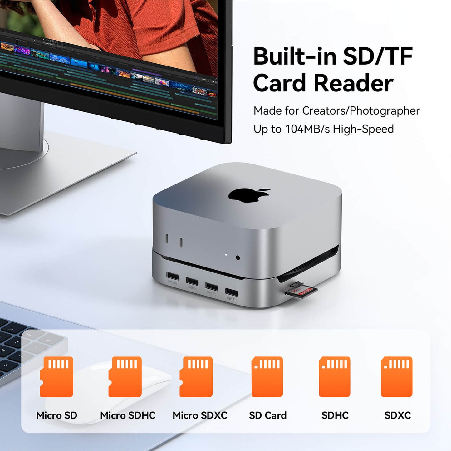 TobenONE 13-in-1 Mac mini M4/M4 Pro Dock with 8TB NVMe SSD Enclosure