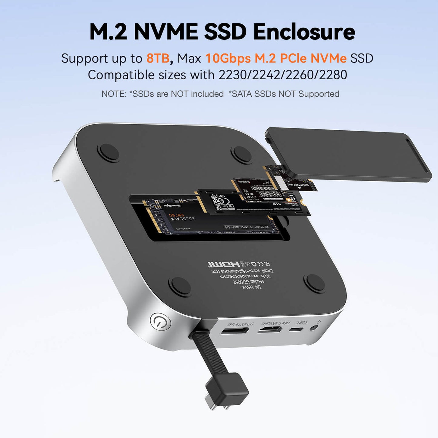 TobenONE 13-in-1 Mac mini M4/M4 Pro Dock with 8TB NVMe SSD Enclosure