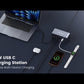 165W USB C Charging Station with Built-in Retractable Cable(2.3ft) & Lightning Adapter