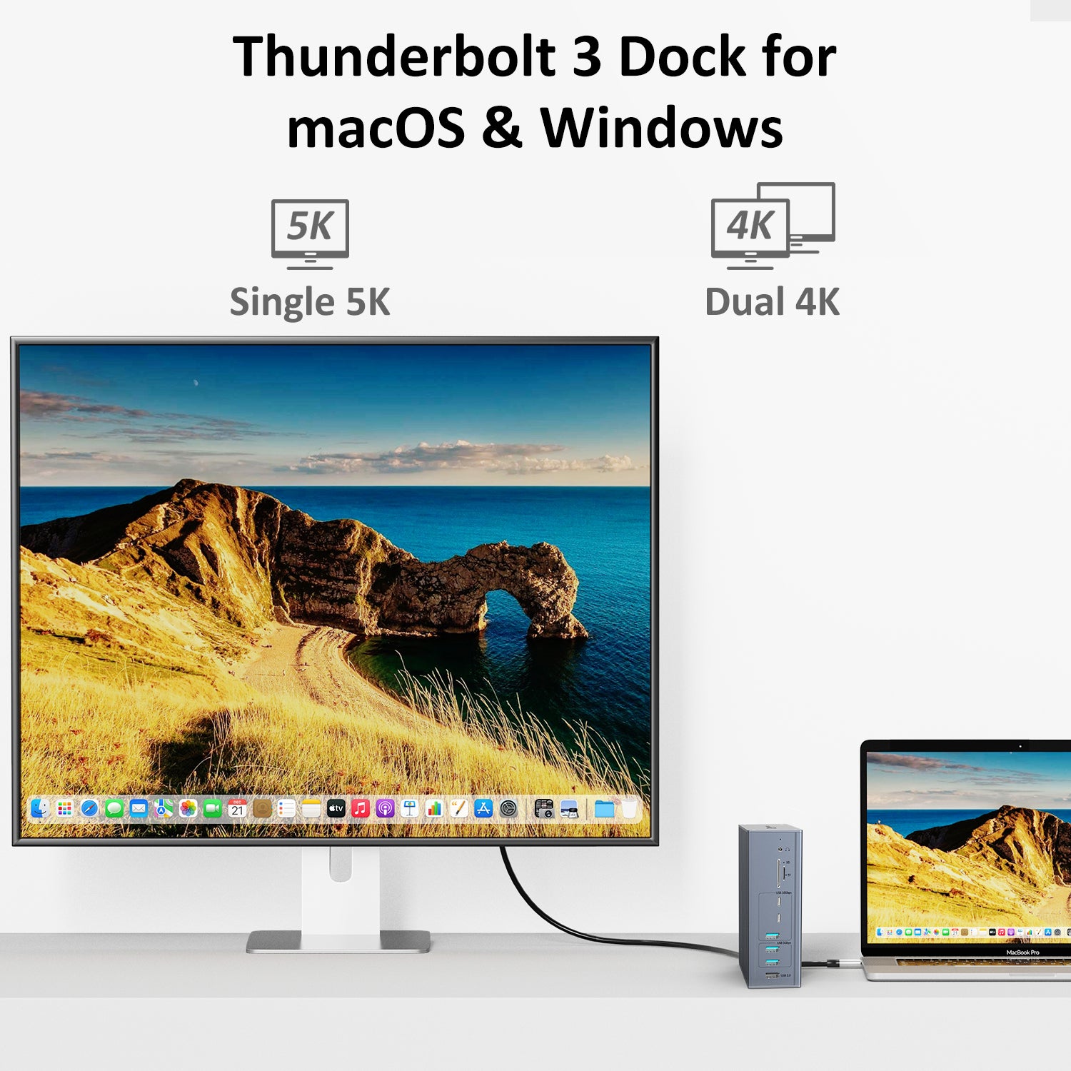 UDS017T Thunderbolt3 Dock For MacOS and Windows Single 5K, Dual 4K