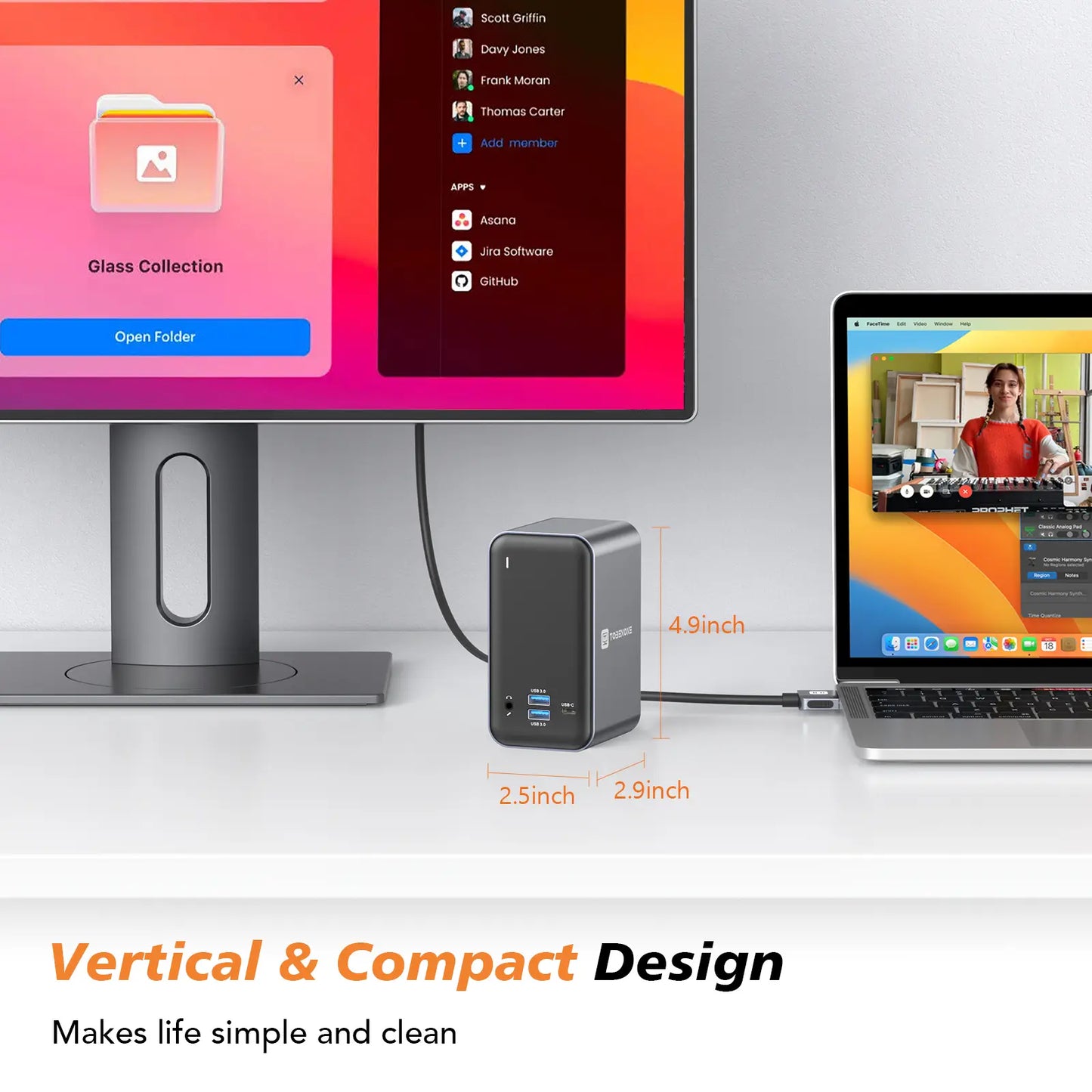 tobenone dual monitor docking station with vertical and compact design