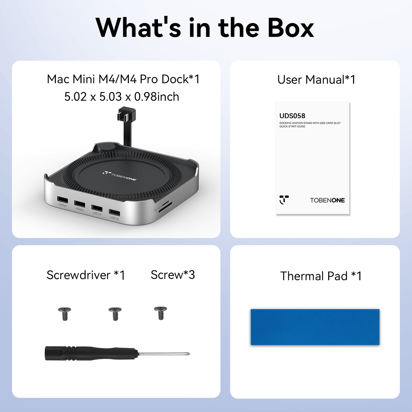 TobenONE 13-in-1 Mac mini M4/M4 Pro Dock with 8TB NVMe SSD Enclosure