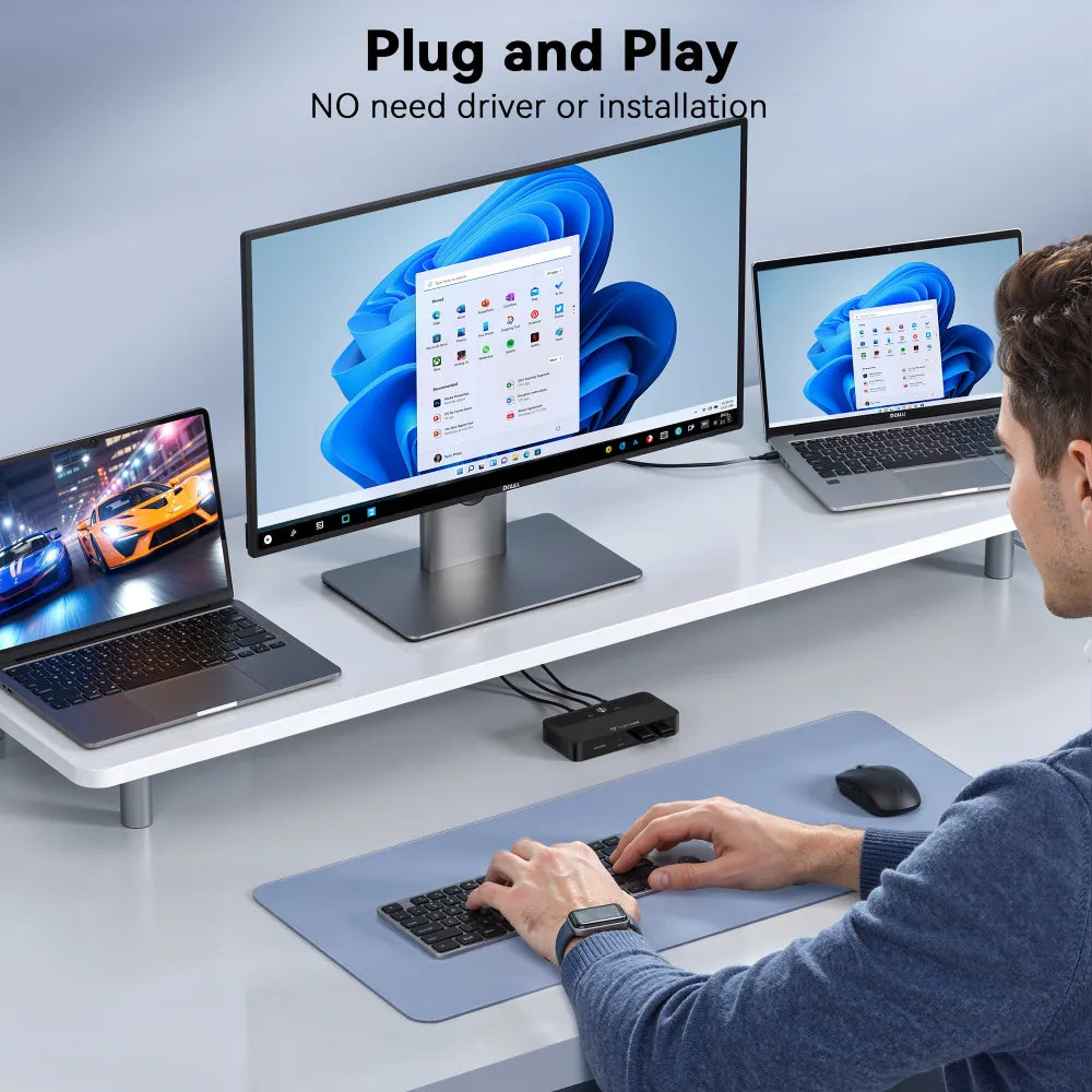 UDS053 USB C KVM Switch 1 Monitor 2 Computers 4K@120Hz HDMI