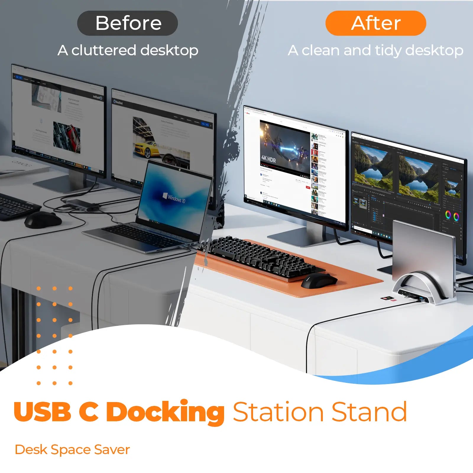 11 In 1 USB C docking station stand desk space aver