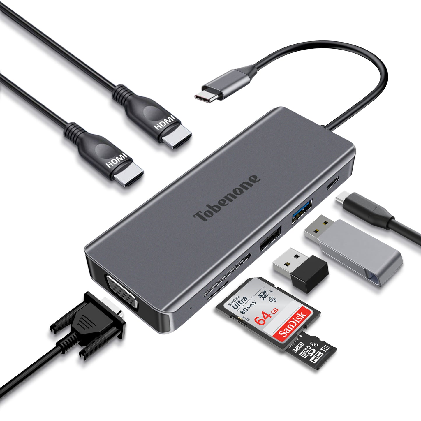 Vandre Overgang Print UDS012 USB C Hub for Laptop USB C Laptop Docking Station – Tobenone