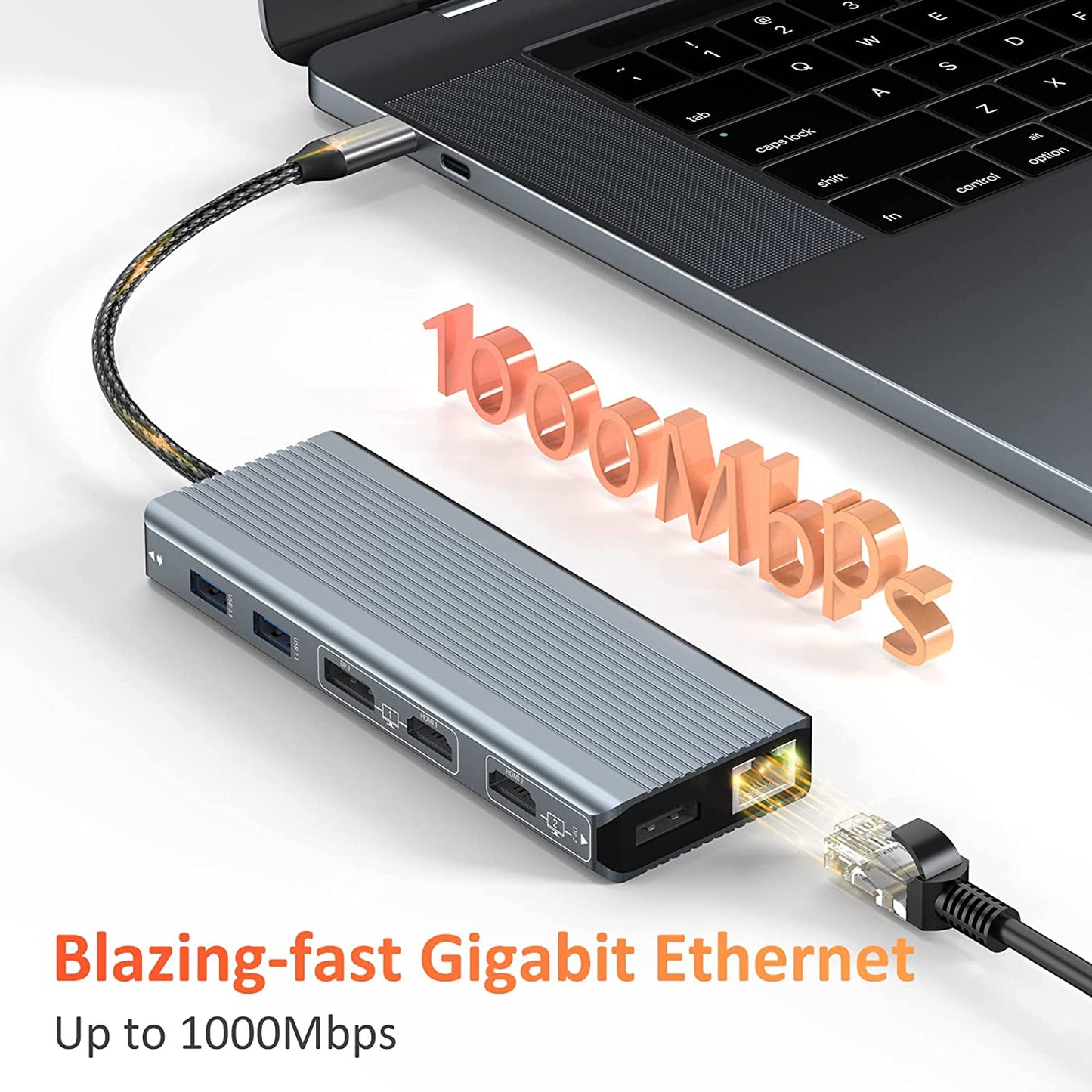 Tobenone UDS024 Docking Station Blazing-fast Gigabit Ethernet Up to 1000Mbps