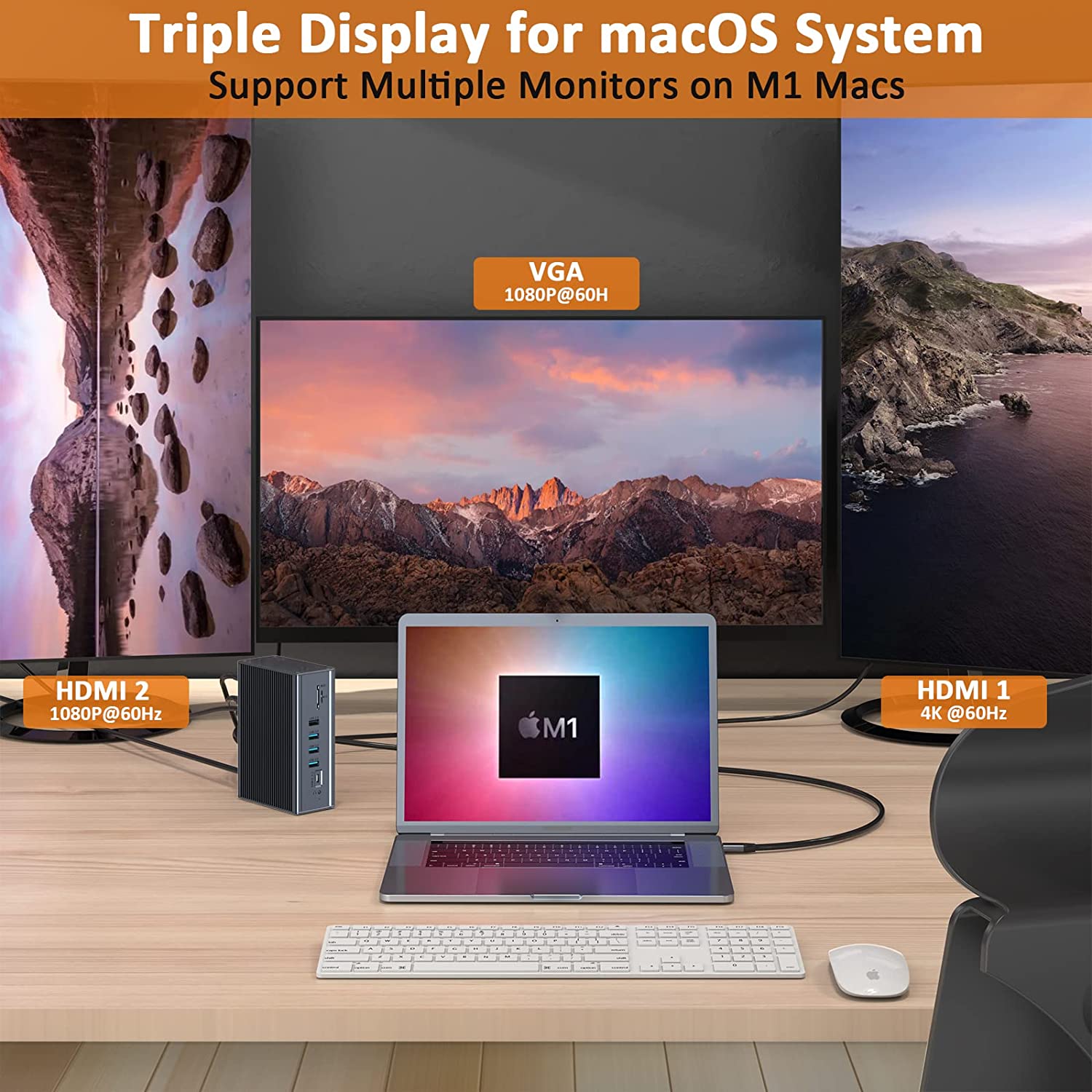 Tobenone UDS016D USB C Docking Station Triple display for macOS system