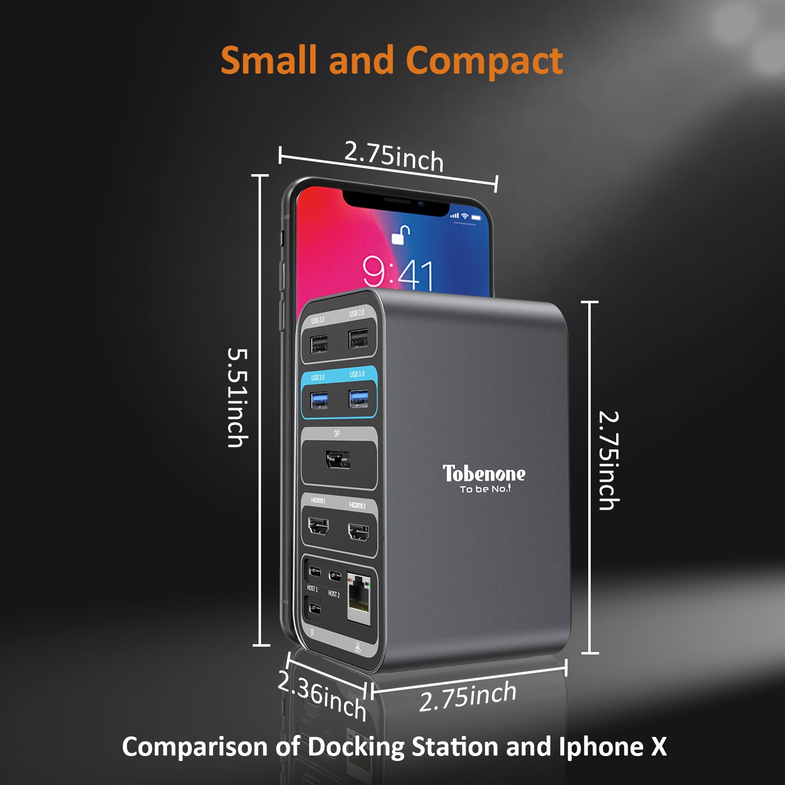 Small And Compact Tobenone UDS014 Docking Station for USB C Laptops