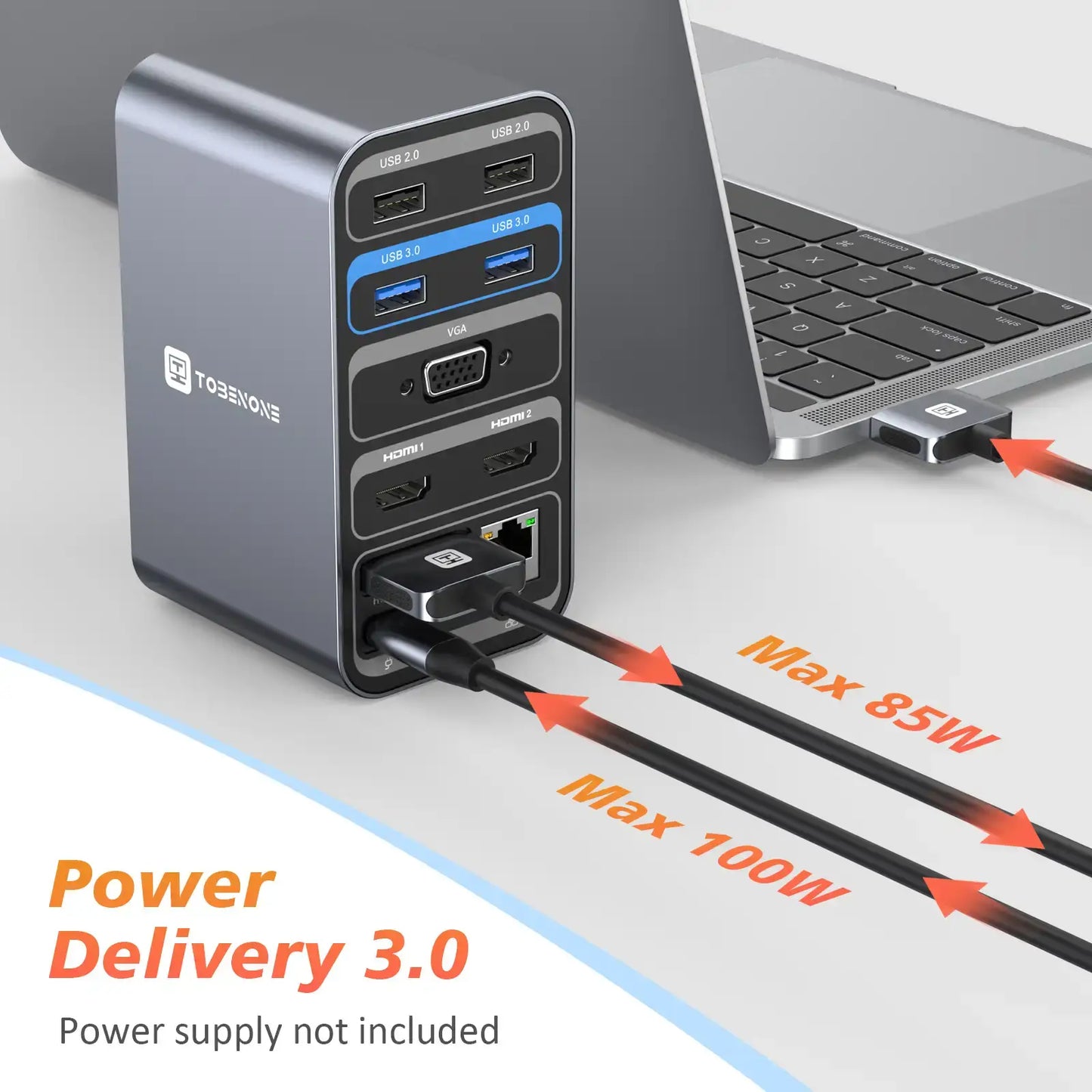 Tobenone Dual Monitor Docking Station Up to 87W Power Delivery