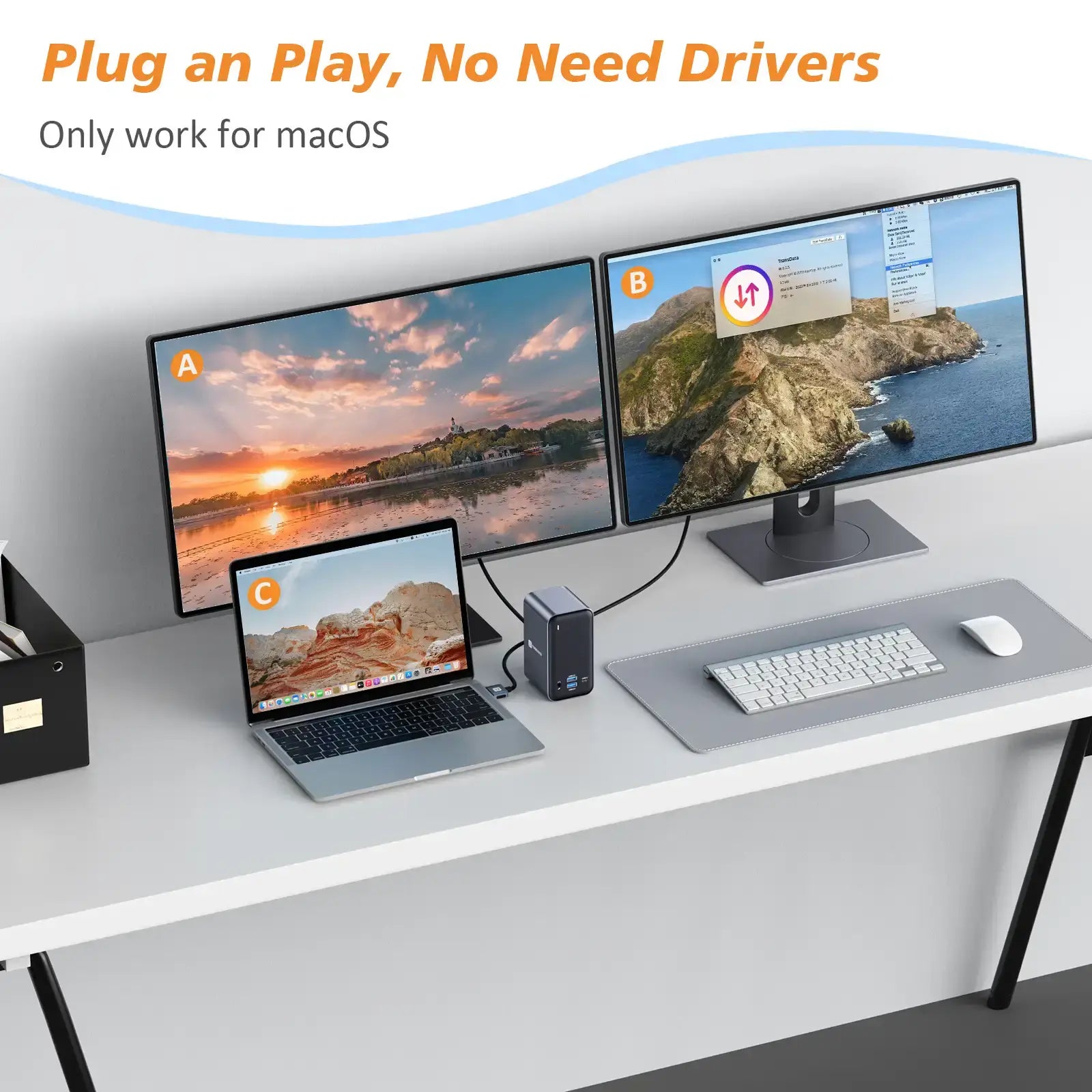 UDS009 tobenone macbook pro docking station dual monitor plug and play