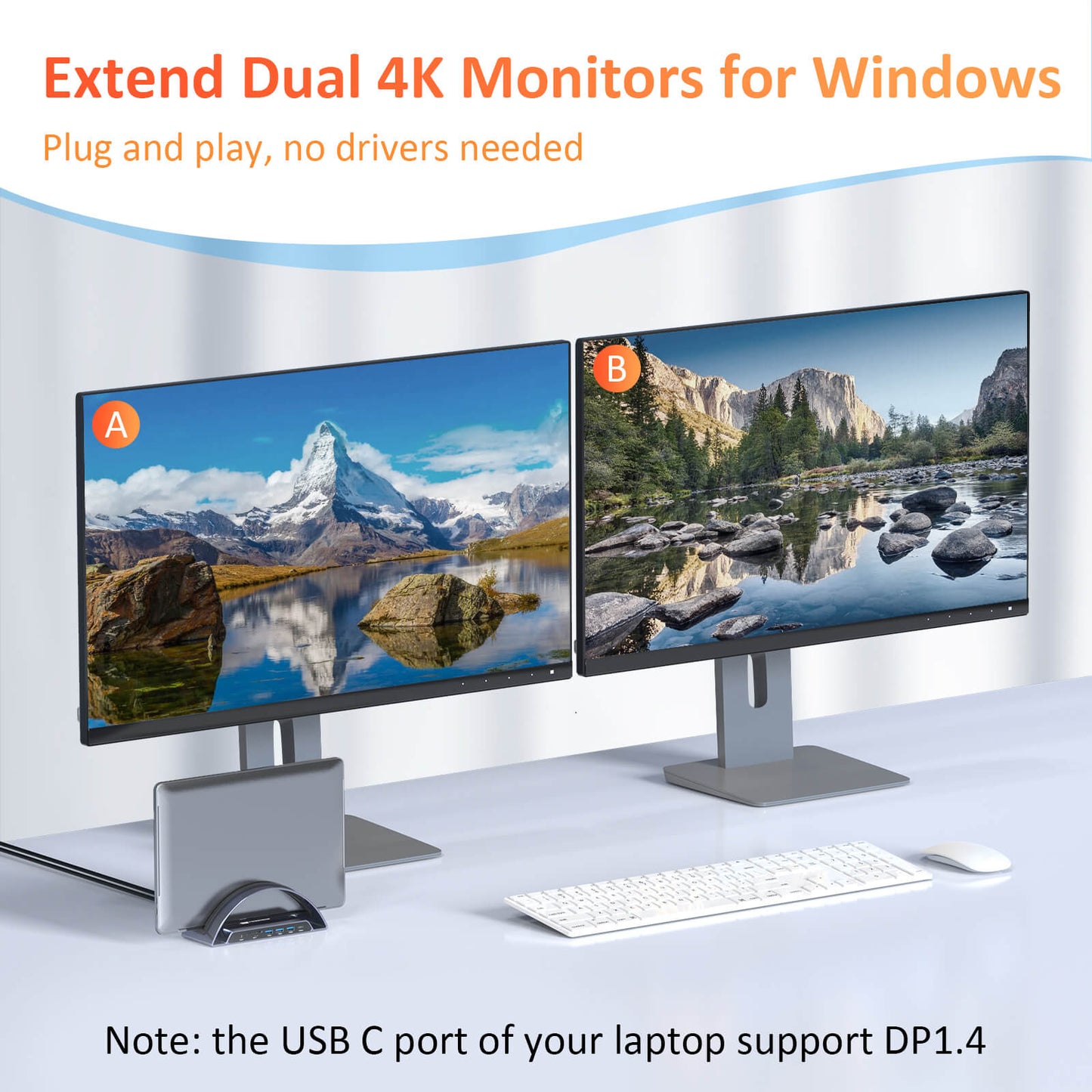 UDS022 Dual 4K monitors docking station for Windows
