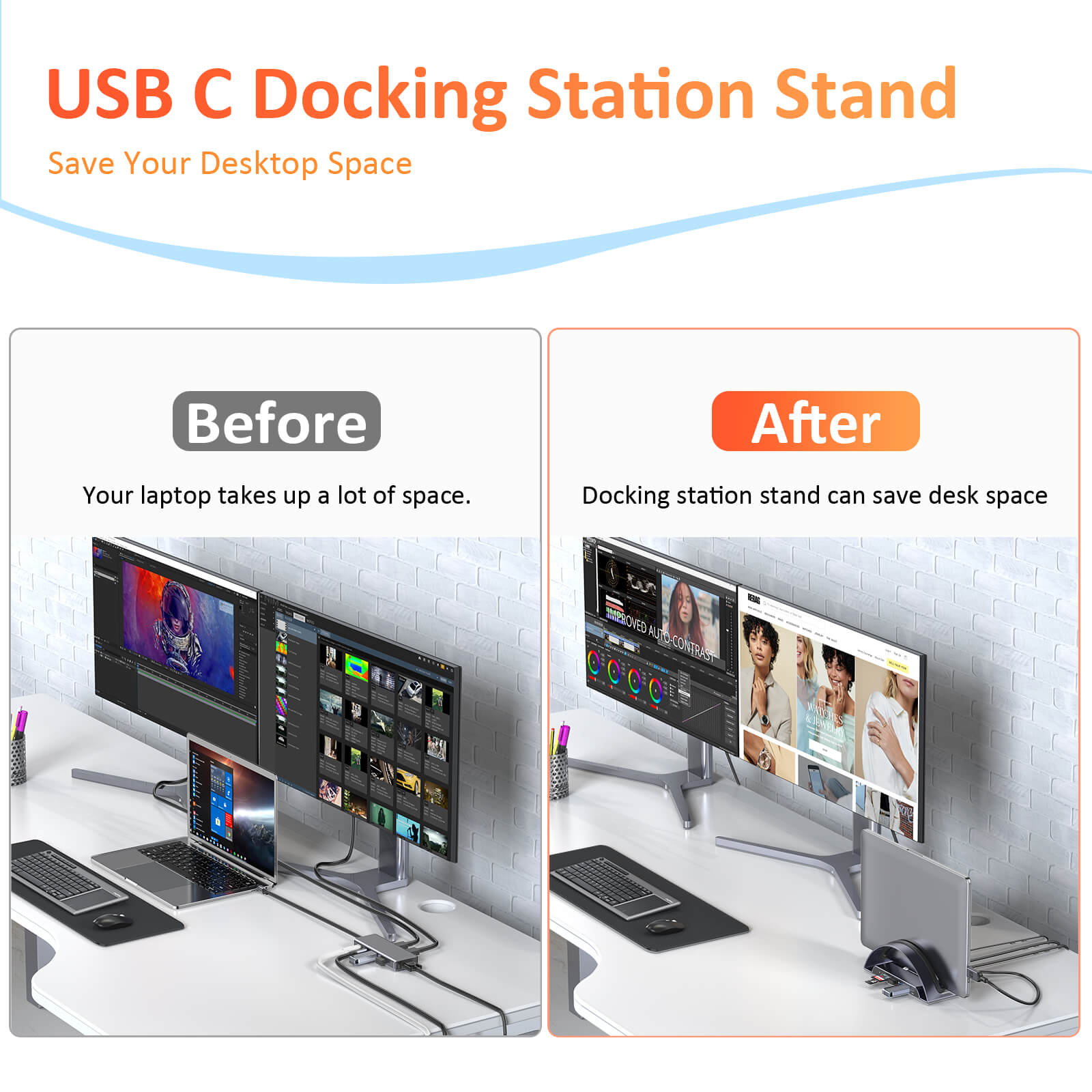 TOBENONE online USB C Docking Station Dual Monitor, Laptop Docking Station Dual HDMI