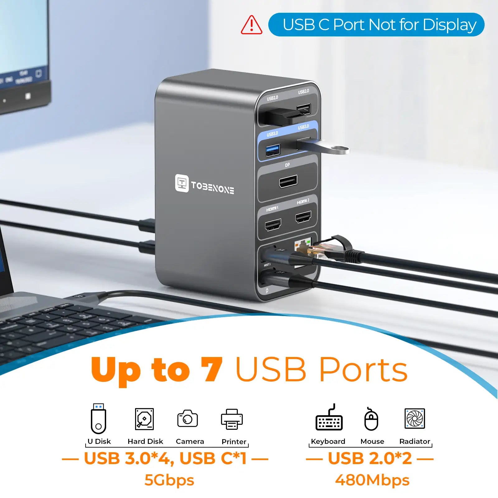 UDS18 Docking Station Connect More External USB Devices Up To 7 USB Ports