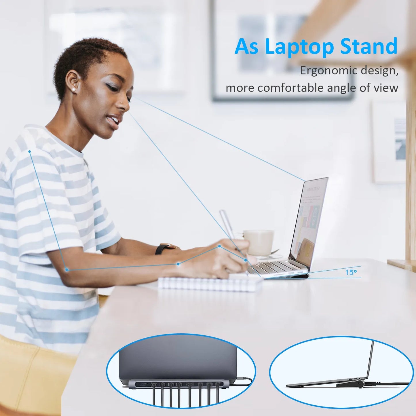 USB C docking station as laptop stand