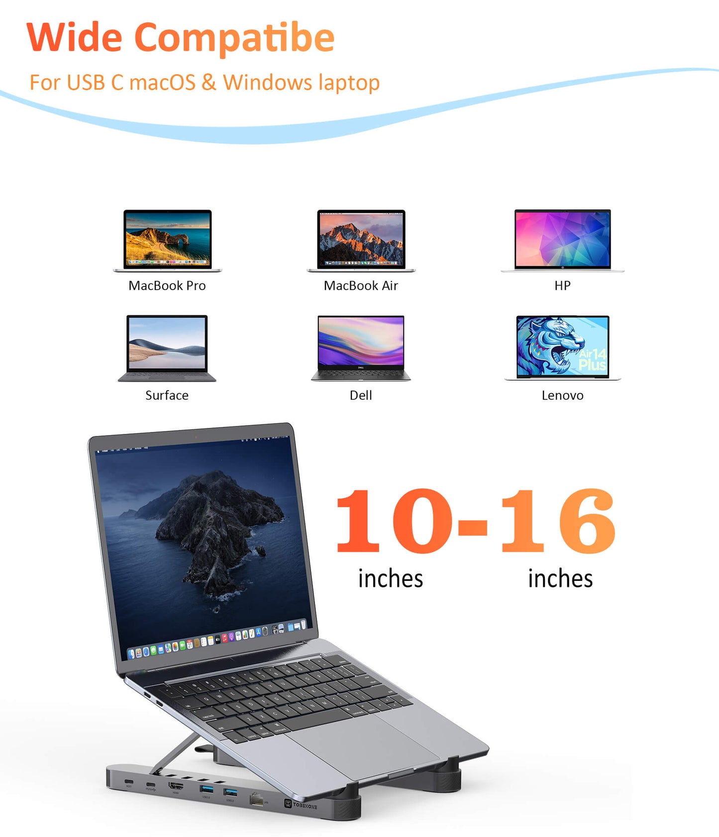 Wide Compatibility Dock For Most Laptops Under 16 Inches