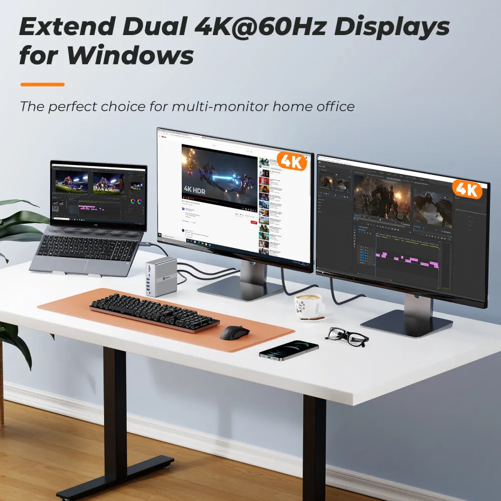 18-In-1 Docking Station USB 3.0 or USB-C Dual Monitor Universal Dock U ...